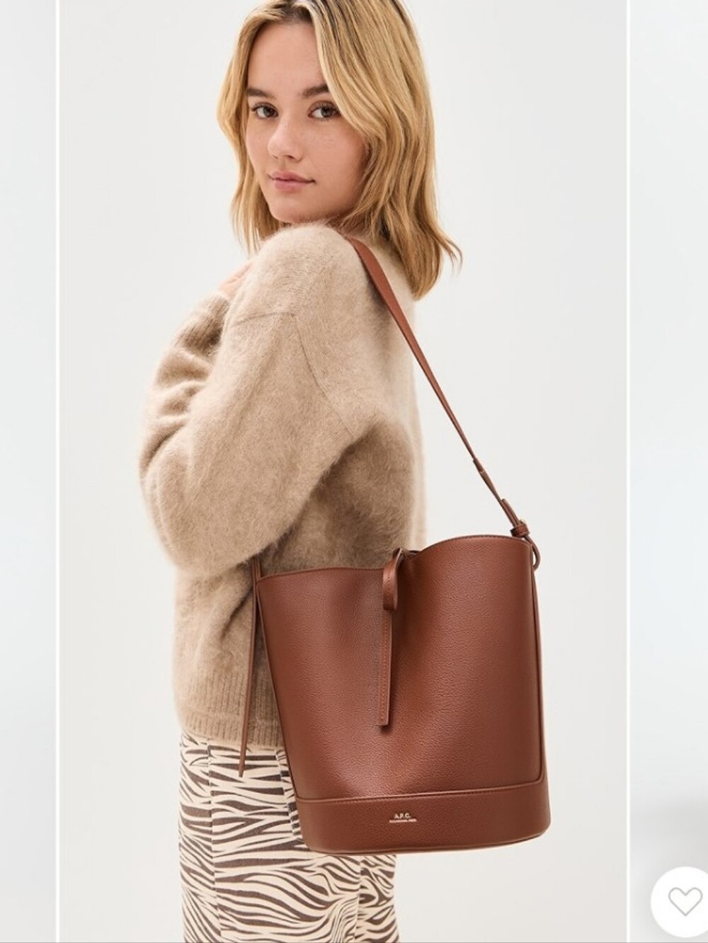 A.P.C. Sac Ana Nut Brown Bucket Bag, Shoulder Bag